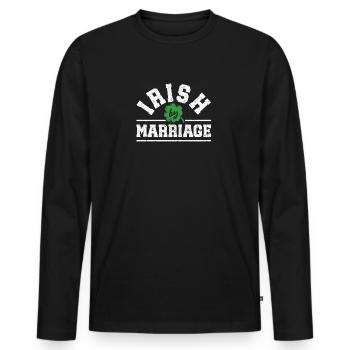 Irish By Marriage St. Patrick's Day Shamrock Green - Men's Premium Organic Long Sleeve Shirt - black - Front - Nico (187cm)