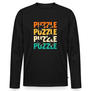 Puzzlefan Puzzler Puzzleteile Puzzle - Männer Premium Bio Langarmshirt - Schwarz - Vorne - Nico (187cm)