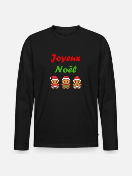Joyeux noel pain d'épice - T-shirt manches longues Premium bio Homme - noir