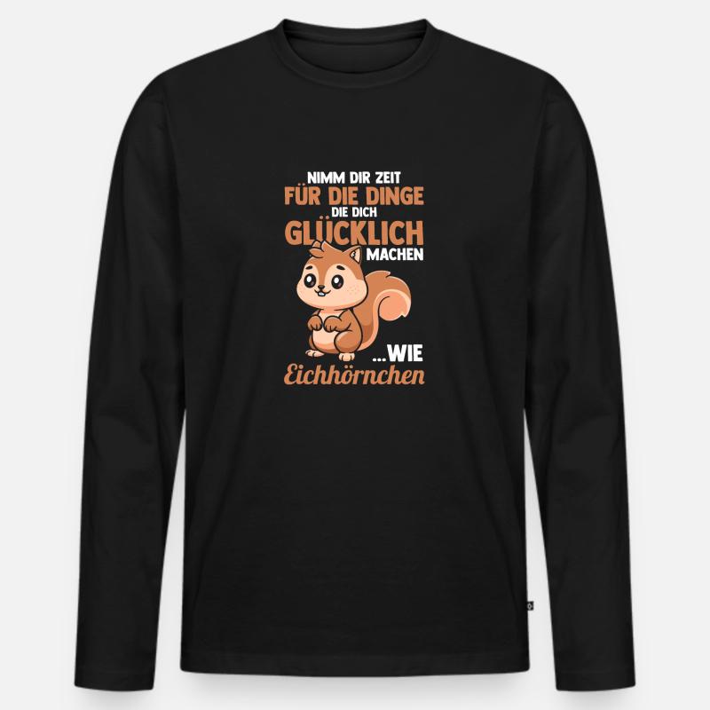 Eichhörnchen - Männer Premium Bio Langarmshirt - Schwarz