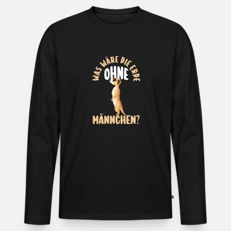 Erdmännchen - Männer Premium Bio Langarmshirt - Schwarz