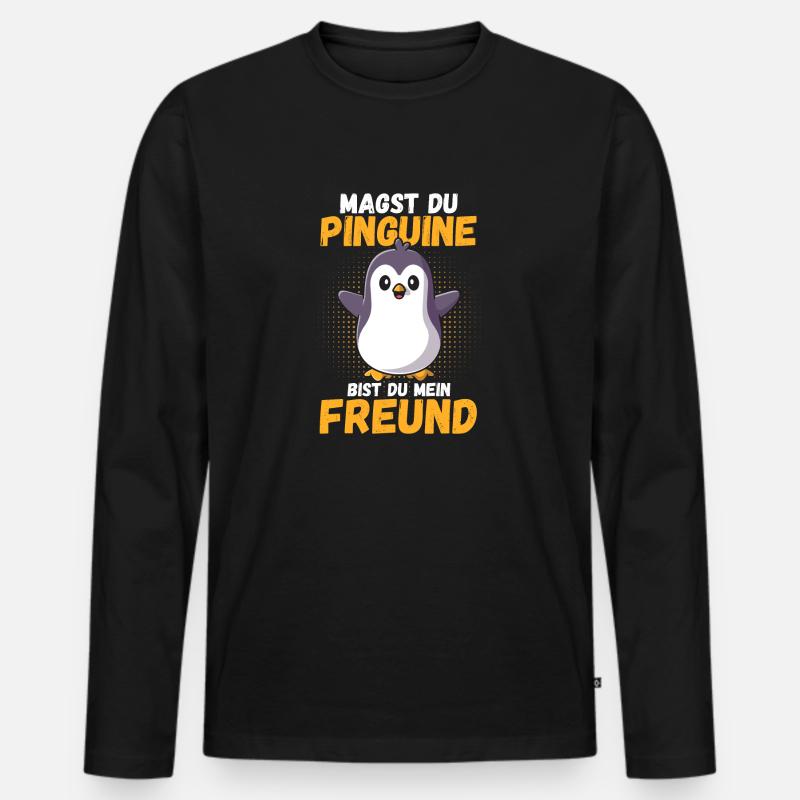 Pinguin - Männer Premium Bio Langarmshirt - Schwarz