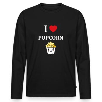 i love popcorn - T-shirt manches longues Premium bio Homme - noir - Devant - Nico (187cm)
