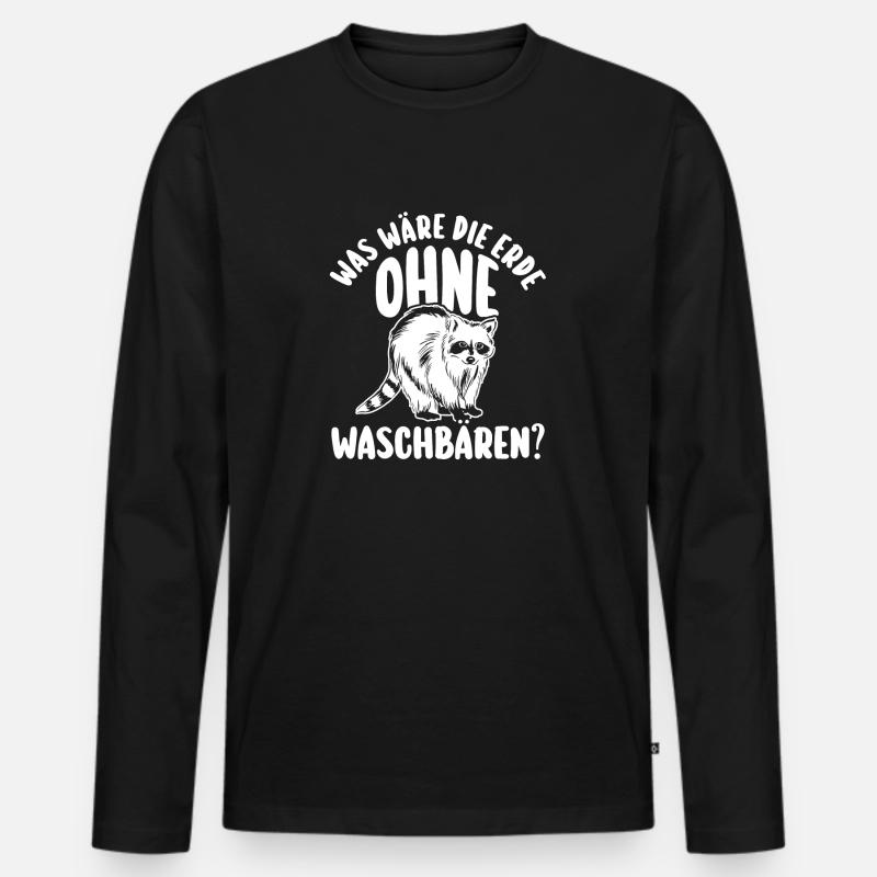 Waschbär - Männer Premium Bio Langarmshirt - Schwarz