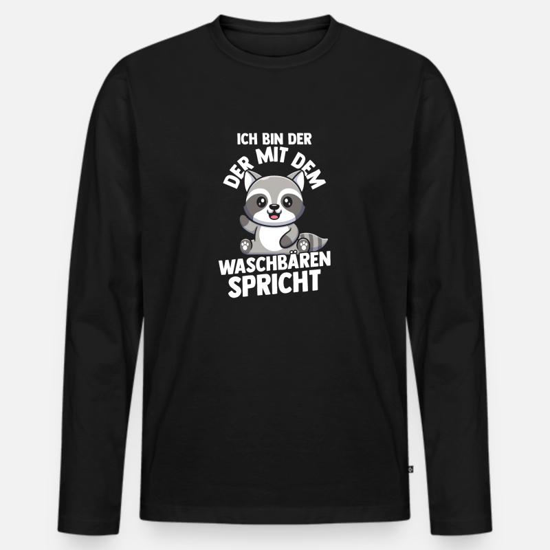 Waschbär - Männer Premium Bio Langarmshirt - Schwarz