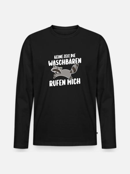 Waschbär - Männer Premium Bio Langarmshirt - Schwarz