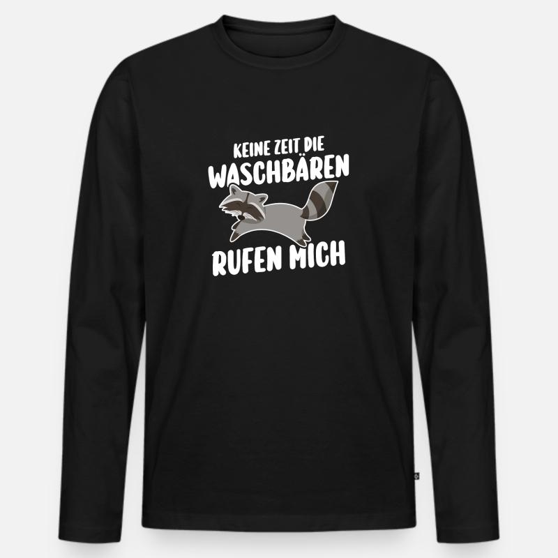 Waschbär - Männer Premium Bio Langarmshirt - Schwarz