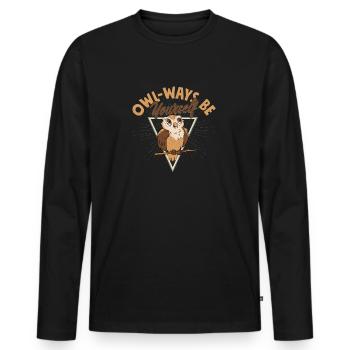Owl-ways Be Yourself Night Owls Nocturnal Bird - Männer Premium Bio Langarmshirt - Schwarz - Vorne - Nico (187cm)
