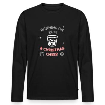 Courir Sur Le Rhum Et Noël Joie Drôle Festif - T-shirt manches longues Premium bio Homme - noir - Devant - Nico (187cm)