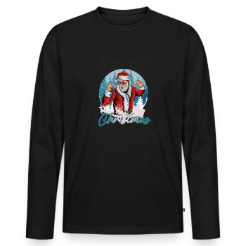 dancing Santa - Männer Premium Bio Langarmshirt - Schwarz - Vorne - Nico (187cm)