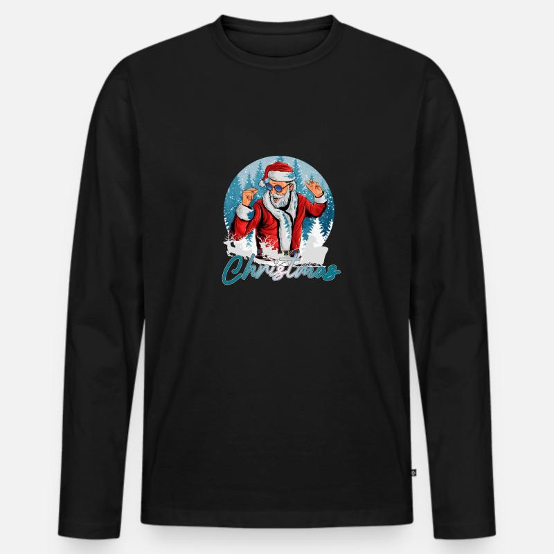 dancing Santa - Männer Premium Bio Langarmshirt - Schwarz