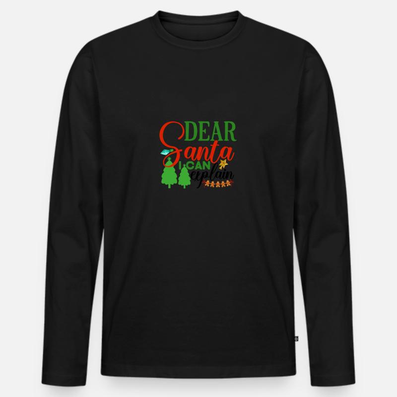 Dear Santa I can explain - Männer Premium Bio Langarmshirt - Schwarz