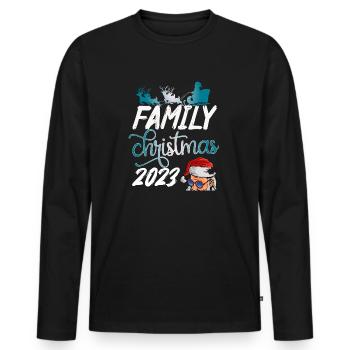 Noël en famille 2023 - T-shirt manches longues Premium bio Homme - noir - Devant - Nico (187cm)