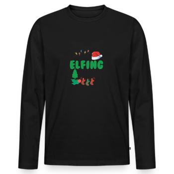 Je suis si joyeux Elfing - T-shirt manches longues Premium bio Homme - noir - Devant - Nico (187cm)