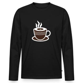 Humour petit chocolat chaud - T-shirt manches longues Premium bio Homme - noir - Devant - Nico (187cm)