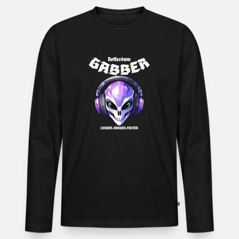 Gabber Rotterdam Techno Hardcore Speedcore - Maglia a manica lunga ecologica premium da uomo - nero