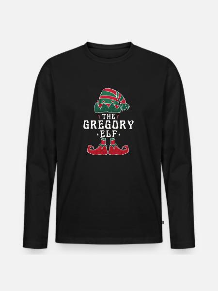 Gregory Elf famille Matching groupe Noël maman - T-shirt manches longues Premium bio Homme - noir