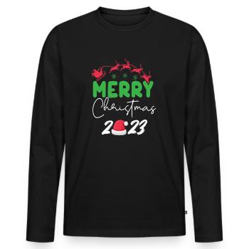 Merry Christmas 2023 - Männer Premium Bio Langarmshirt - Schwarz - Vorne - Nico (187cm)