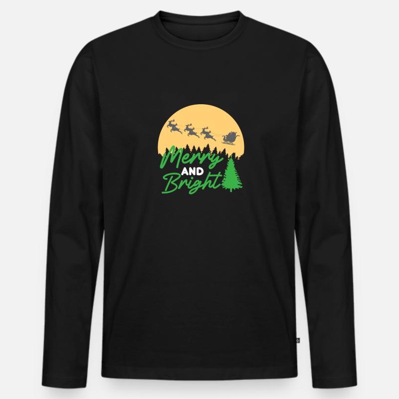 Merry And Bright Christmas - Männer Premium Bio Langarmshirt - Schwarz