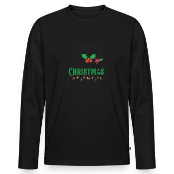 Joyeux Noël Candy Light - T-shirt manches longues Premium bio Homme - noir - Devant - Nico (187cm)