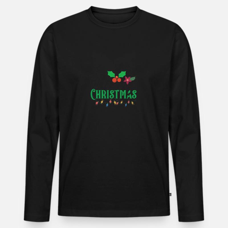 Merry Christmas Candy Light - Männer Premium Bio Langarmshirt - Schwarz