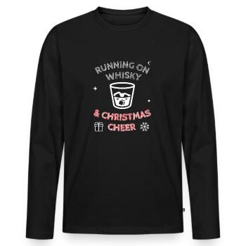 Running On Whisky And Christmas Cheer - Men's Premium Organic Long Sleeve Shirt - black - Front - Nico (187cm)