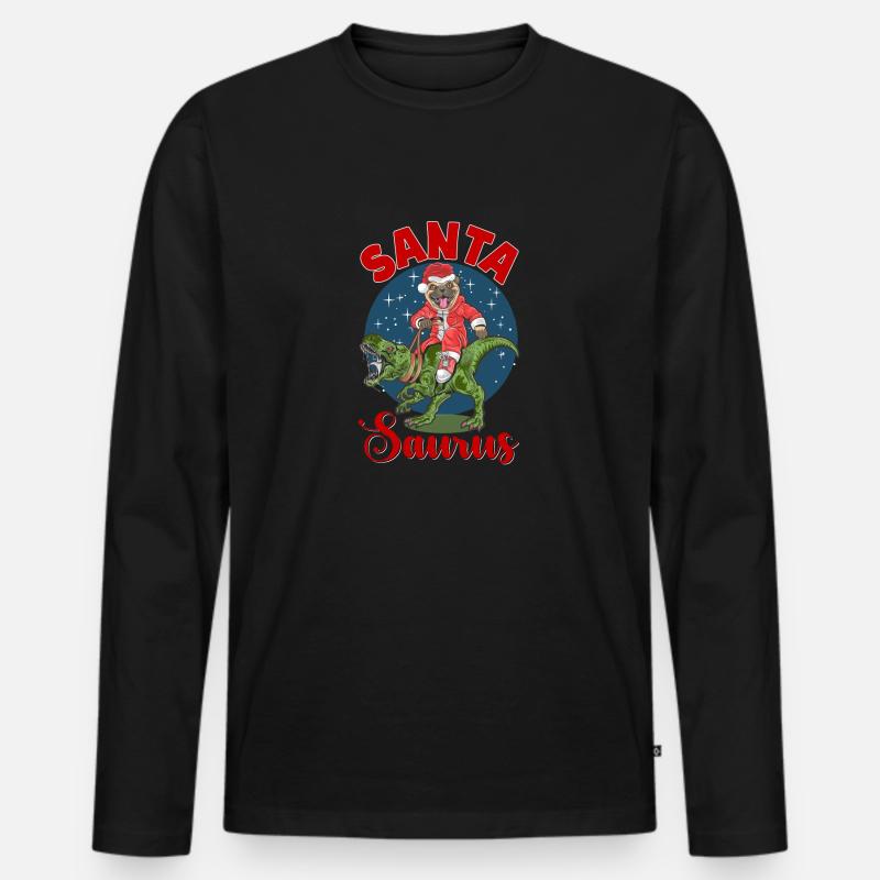Santa Saurus - Männer Premium Bio Langarmshirt - Schwarz