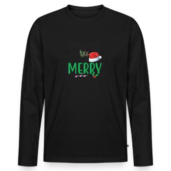 One Merry Teacher - Männer Premium Bio Langarmshirt - Schwarz - Vorne - Nico (187cm)