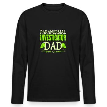 Paranormal Ghost Hunter enquêteur papa homme cadeaux - T-shirt manches longues Premium bio Homme - noir - Devant - Nico (187cm)