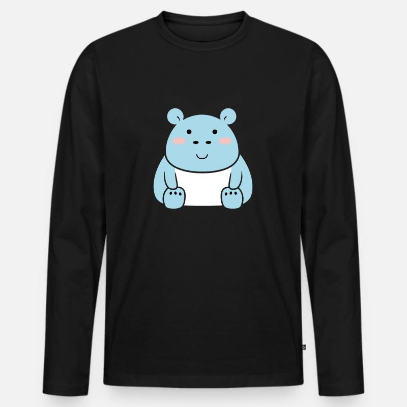 Liebe Kleines Nilpferd - Männer Premium Bio Langarmshirt - Schwarz