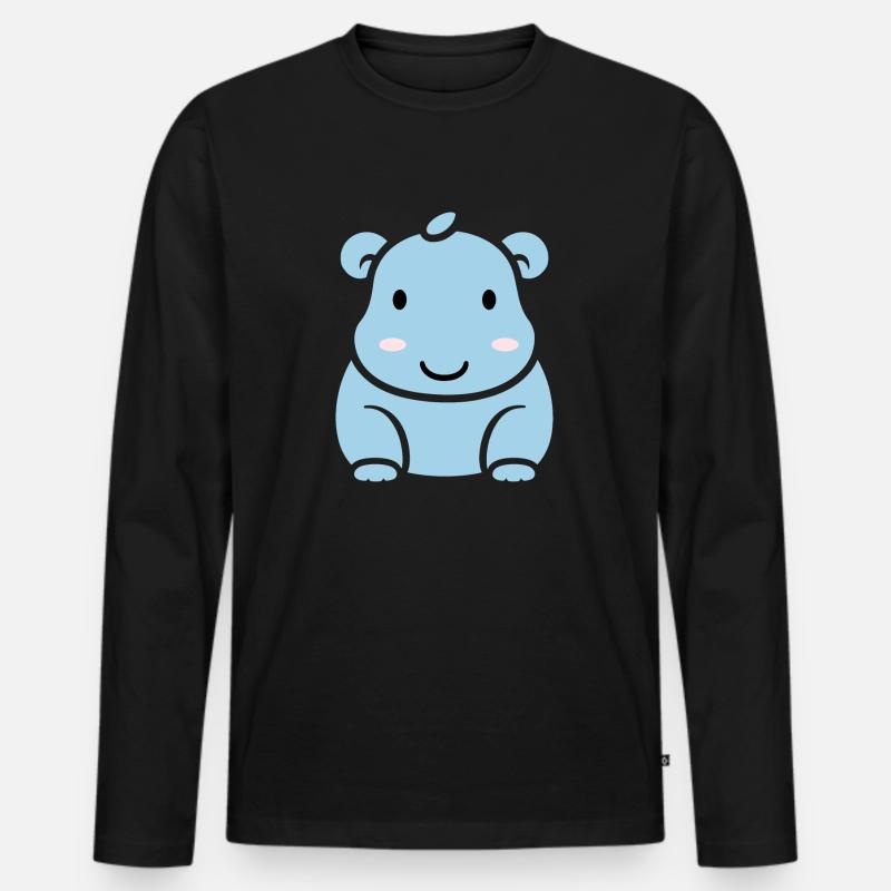 Liebe Kleines Nilpferd - Männer Premium Bio Langarmshirt - Schwarz