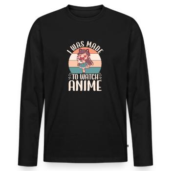 Cute Japanese Manga Women Girls Gift Otaku Kawaii - Men's Premium Organic Long Sleeve Shirt - black - Front - Nico (187cm)