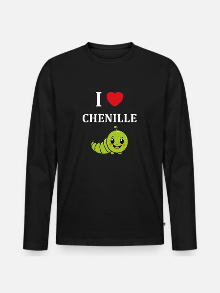 Chenilles insecte Amour petite chenille - T-shirt manches longues Premium bio Homme - noir
