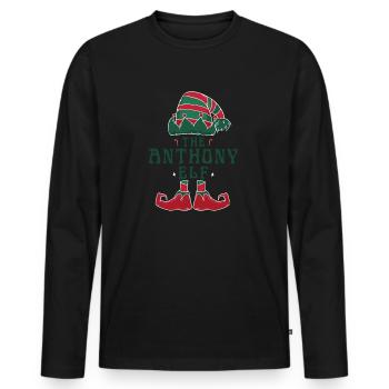 Der Anthony Elf Pyjama für lustige Weihnachten - Männer Premium Bio Langarmshirt - Schwarz - Vorne - Nico (187cm)