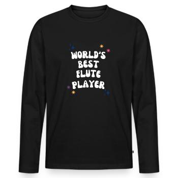 World's Best Flute Player - Men's Premium Organic Long Sleeve Shirt - black - Front - Nico (187cm)