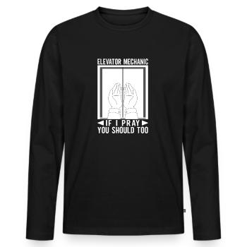 Aufzugstechniker Lustiger Spruch Geschenkidee - Männer Premium Bio Langarmshirt - Schwarz - Vorne - Nico (187cm)