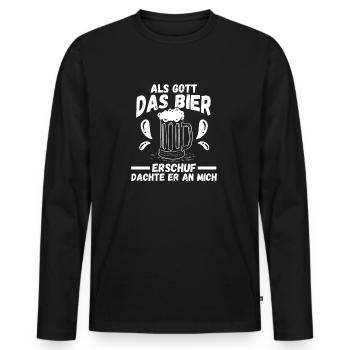 Als Gott Bier Erschuf Dachte Er An Mich - Männer Premium Bio Langarmshirt - Schwarz - Vorne - Nico (187cm)