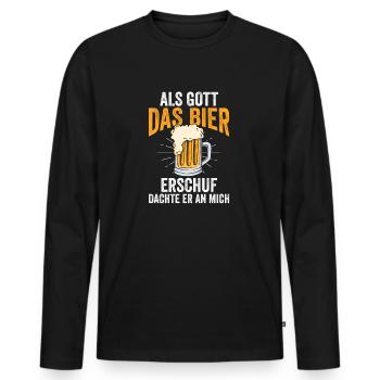 Als Gott Bier Erschuf Dachte Er An Mich - Männer Premium Bio Langarmshirt - Schwarz - Vorne - Nico (187cm)