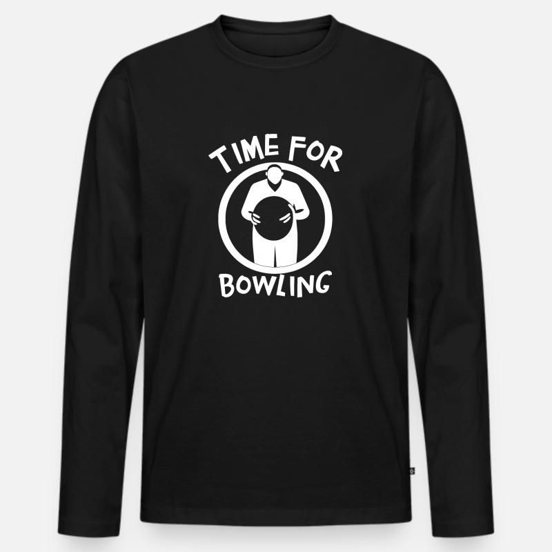 Zeit für Bowling - Männer Premium Bio Langarmshirt - Schwarz