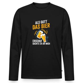Als Gott Bier Erschuf Dachte Er An Mich - Männer Premium Bio Langarmshirt - Schwarz - Vorne - Nico (187cm)