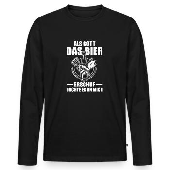 Als Gott Bier Erschuf Dachte Er An Mich - Männer Premium Bio Langarmshirt - Schwarz - Vorne - Nico (187cm)
