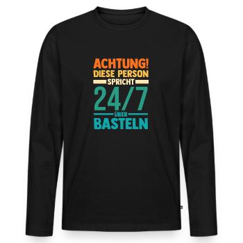 Bastler Bastelunterricht Basteln - Männer Premium Bio Langarmshirt - Schwarz - Vorne - Nico (187cm)