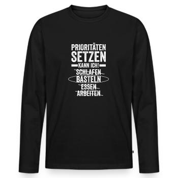 Bastler Basteln - Männer Premium Bio Langarmshirt - Schwarz - Vorne - Nico (187cm)