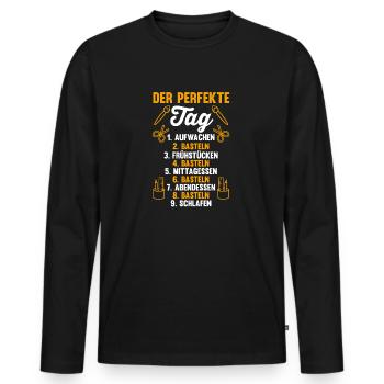 Bastler Basteln - Männer Premium Bio Langarmshirt - Schwarz - Vorne - Nico (187cm)