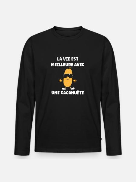 Cacahuètes Humour petite cacahuète - T-shirt manches longues Premium bio Homme - noir