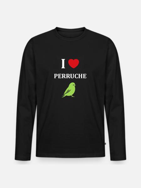 Oiseaux perruches humour petite perruche - T-shirt manches longues Premium bio Homme - noir