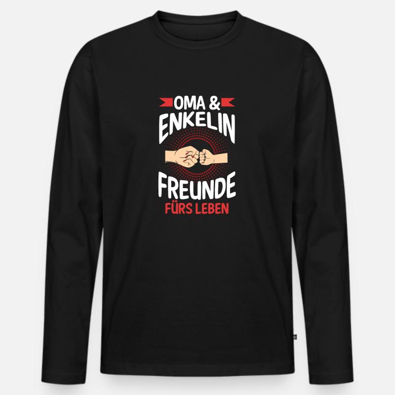 Oma Großmutter und Enkelin - Männer Premium Bio Langarmshirt - Schwarz