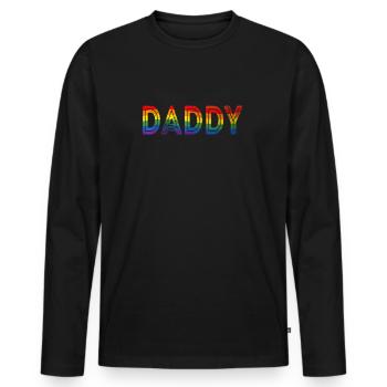 Papa Gay Pride Mois LGBTQ Fête des Pères - T-shirt manches longues Premium bio Homme - noir - Devant - Nico (187cm)