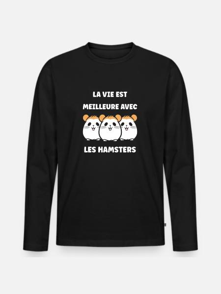 Mignon Humour petit hamster - T-shirt manches longues Premium bio Homme - noir