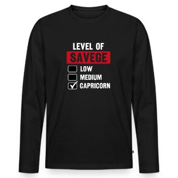 Niveau de l’horoscope sauvage du Capricorne Anniversaire - T-shirt manches longues Premium bio Homme - noir - Devant - Nico (187cm)